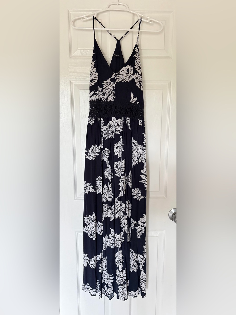 Papaya Blue and White Floral Maxi Dress